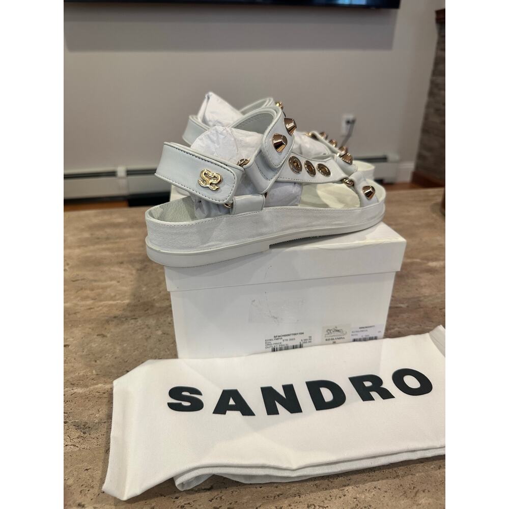 NEW Sandro Embellished leather sandals White size 40 / 9.5 - Picture 7 of 12